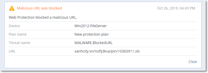 Malware blocked alert