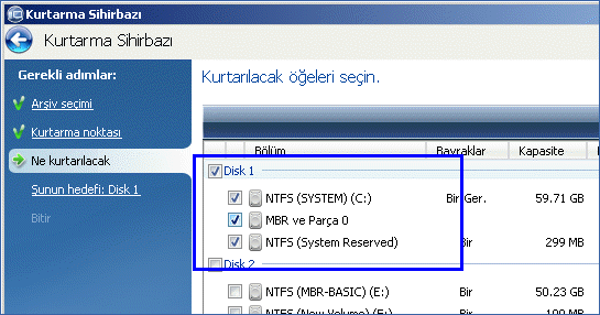 disk kurtarma seçimi tam 150
